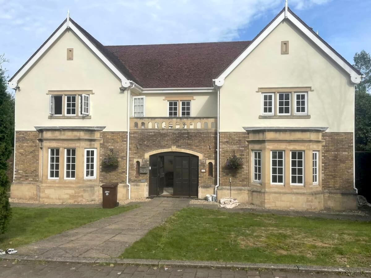 House exterior painted by Orchid Decor, masonry painting specialists in Abergavenny